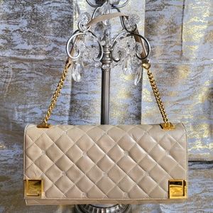 Vintage St. John nude leather shoulder bag